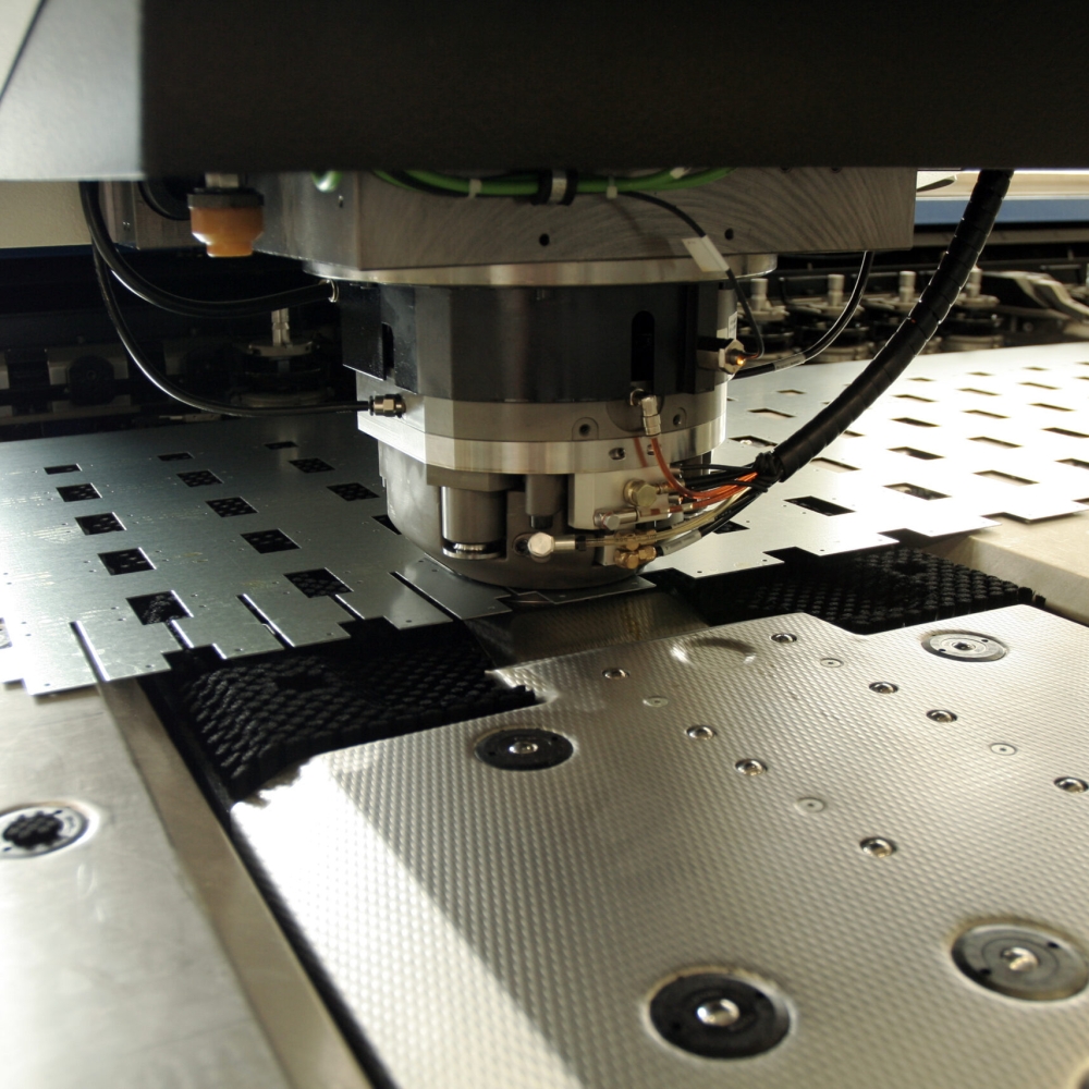 High precision CNC sheet metal stamping and punching machinery.